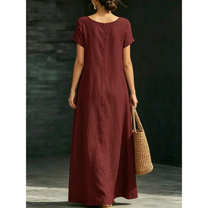 📢📢50 % DE RÉDUCTION !! ⏰Robe longue d'été minimaliste à encolure rond