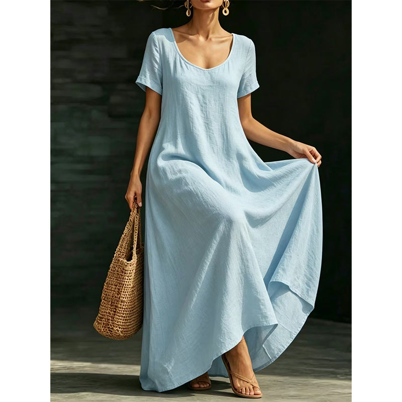 📢📢50 % DE RÉDUCTION !! ⏰Robe longue d'été minimaliste à encolure rond