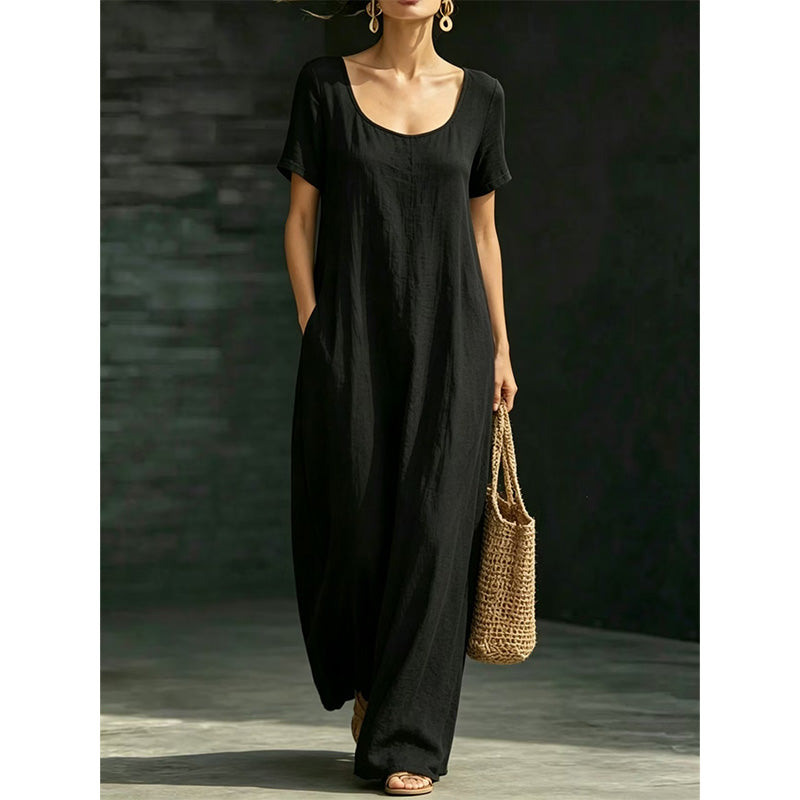 📢📢50 % DE RÉDUCTION !! ⏰Robe longue d'été minimaliste à encolure rond