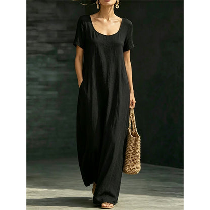 📢📢50 % DE RÉDUCTION !! ⏰Robe longue d'été minimaliste à encolure rond