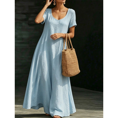 📢📢50 % DE RÉDUCTION !! ⏰Robe longue d'été minimaliste à encolure rond