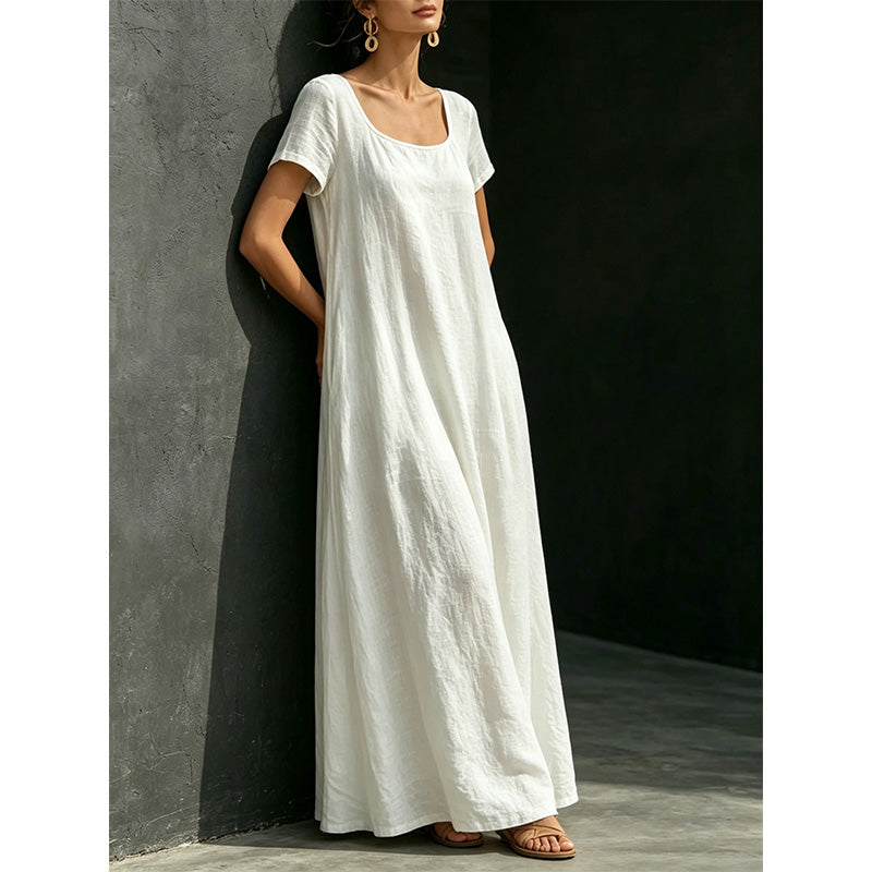 📢📢50 % DE RÉDUCTION !! ⏰Robe longue d'été minimaliste à encolure rond