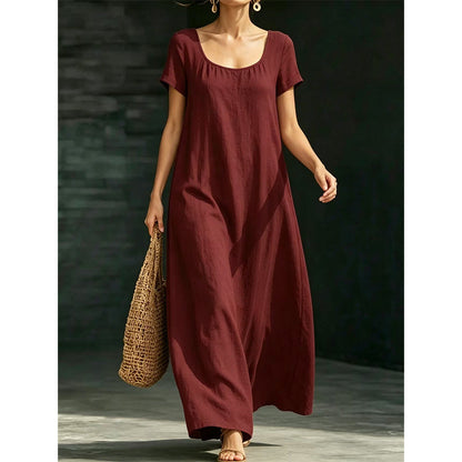 📢📢50 % DE RÉDUCTION !! ⏰Robe longue d'été minimaliste à encolure rond