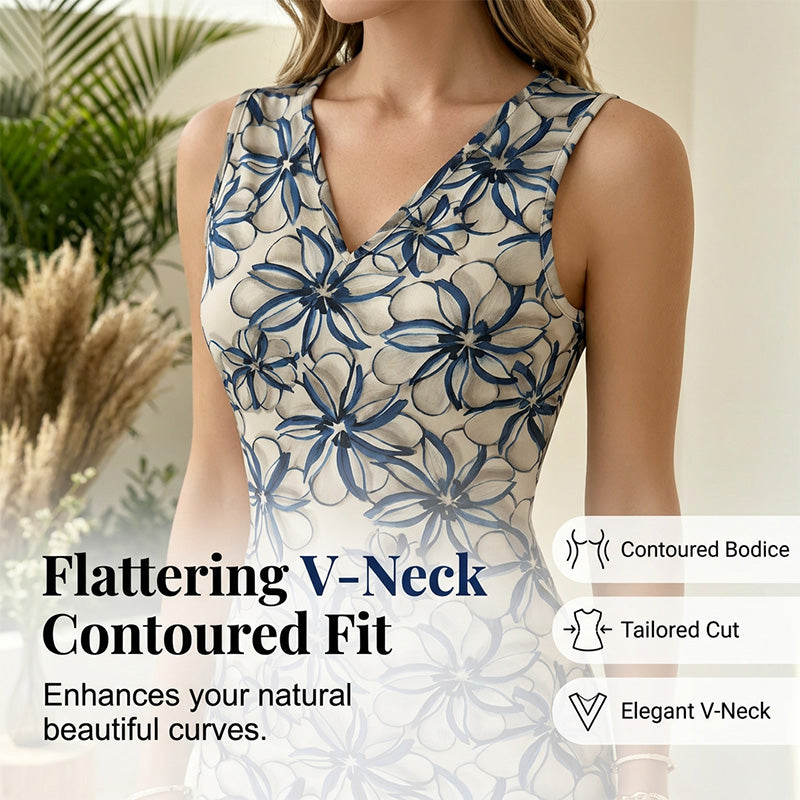 Élégante robe midi d'été à motifs floraux