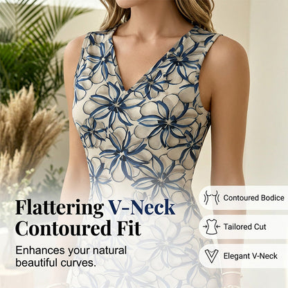 Élégante robe midi d'été à motifs floraux