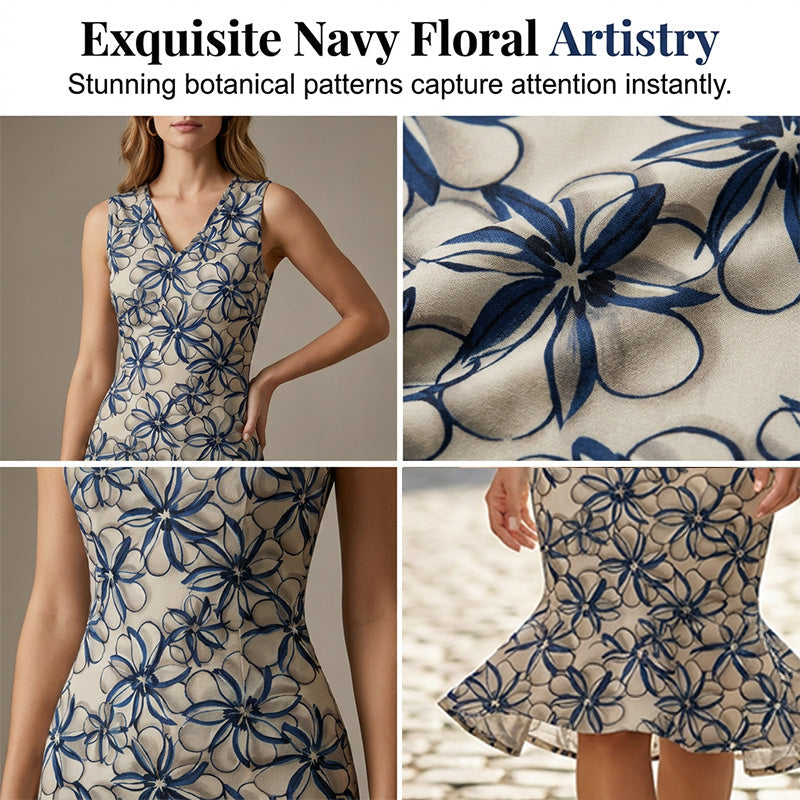 Élégante robe midi d'été à motifs floraux