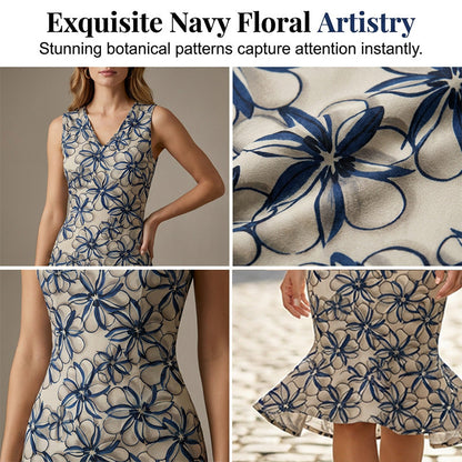 Élégante robe midi d'été à motifs floraux
