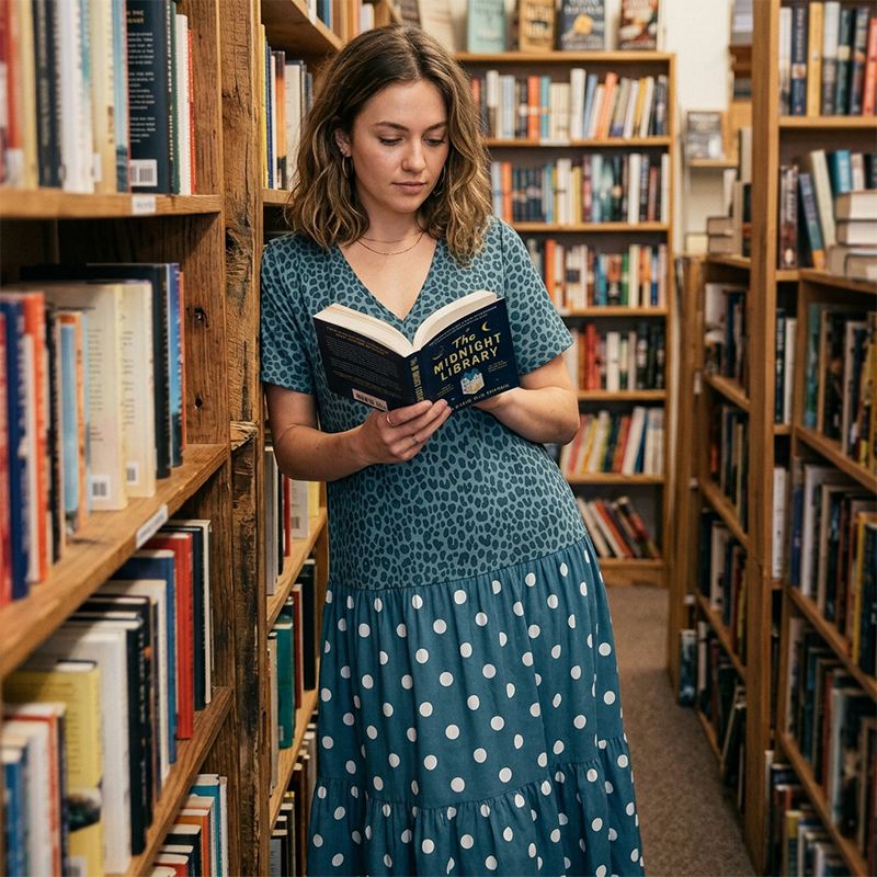 🌺 PROMO LIMITÉE -52% ! ✨ Robe Maxi Boho Femme – Col V Flatteur, Imprimé Léopard & Pois Unique, Tissu Respirant, Jupe Étagée Fluide · Bleu · S–5XL 🐆