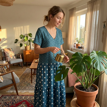 🌺 PROMO LIMITÉE -52% ! ✨ Robe Maxi Boho Femme – Col V Flatteur, Imprimé Léopard & Pois Unique, Tissu Respirant, Jupe Étagée Fluide · Bleu · S–5XL 🐆