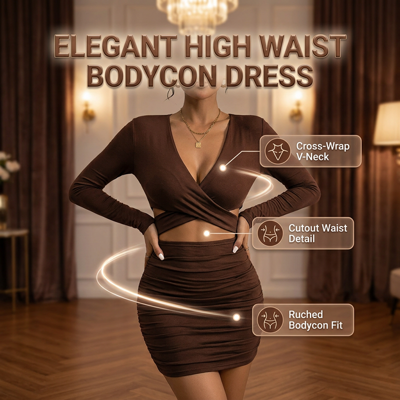 Robe moulante élégante à taille haute