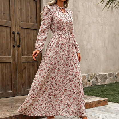 👗❤️ pour femmes, style vacances, avec imprimé floral ditsy et taille ajustée, robe longue