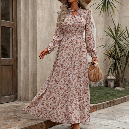 👗❤️ pour femmes, style vacances, avec imprimé floral ditsy et taille ajustée, robe longue