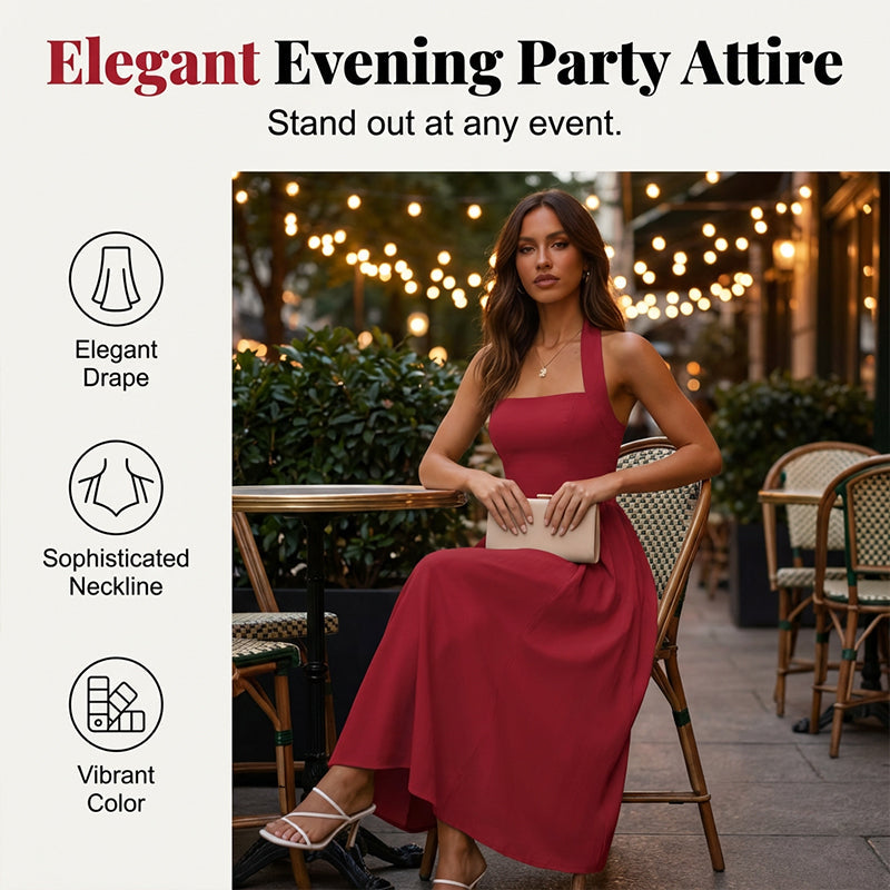 Robe femme à col licou et dos froncé