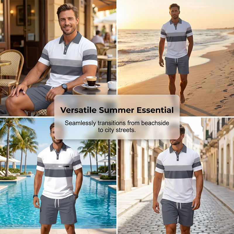 👕 54 % DE RÉDUCTION ! ☀️ Ensemble 2 pièces pour homme (chemise et short) – Confortable, respirant et polyvalent – Idéal pour l'été, les loisirs ou les voyages – Style décontracté et frais 🩳✨