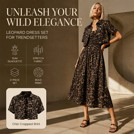 💃 Ensemble deux pièces à imprimé léopard pour femme – haut et jupe, silhouette flatteuse, idéal pour un dîner, un rendez-vous galant ou une soirée en ville 🌙