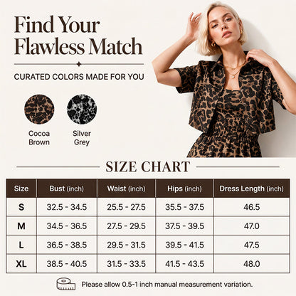 💃 Ensemble deux pièces à imprimé léopard pour femme – haut et jupe, silhouette flatteuse, idéal pour un dîner, un rendez-vous galant ou une soirée en ville 🌙