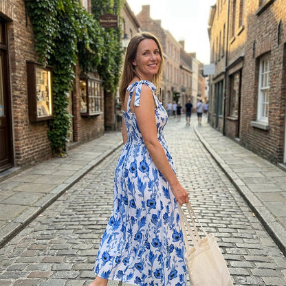 🌸Robe d'été élégante à bretelles et imprimé floral pour femme – Un style estival décontracté ✨