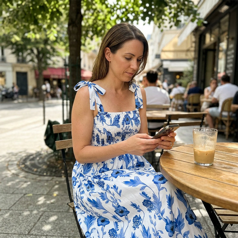 🌸Robe d'été élégante à bretelles et imprimé floral pour femme – Un style estival décontracté ✨