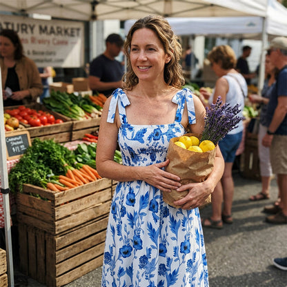 🌸Robe d'été élégante à bretelles et imprimé floral pour femme – Un style estival décontracté ✨