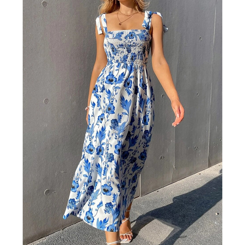 🌸Robe d'été élégante à bretelles et imprimé floral pour femme – Un style estival décontracté ✨