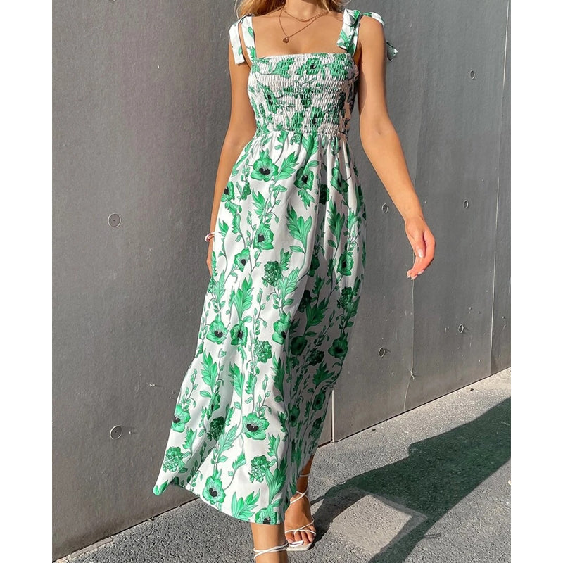 🌸Robe d'été élégante à bretelles et imprimé floral pour femme – Un style estival décontracté ✨