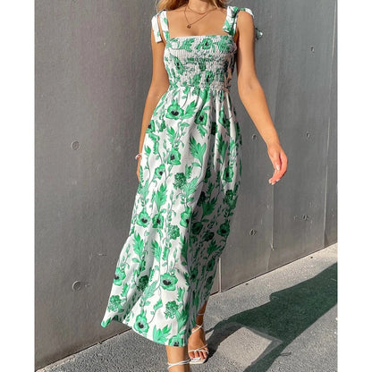 🌸Robe d'été élégante à bretelles et imprimé floral pour femme – Un style estival décontracté ✨