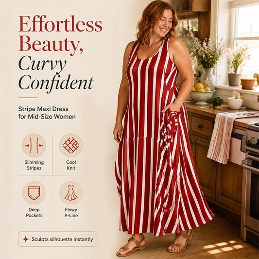 Robe longue sans manches à rayures pour femme