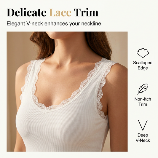 ⏰1 acheté, 1 offert🔥Débardeur slim fit pour femme, à côtes, avec bonnets intégrés et dentelle
