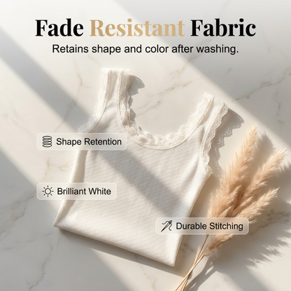 ⏰1 acheté, 1 offert🔥Débardeur slim fit pour femme, à côtes, avec bonnets intégrés et dentelle