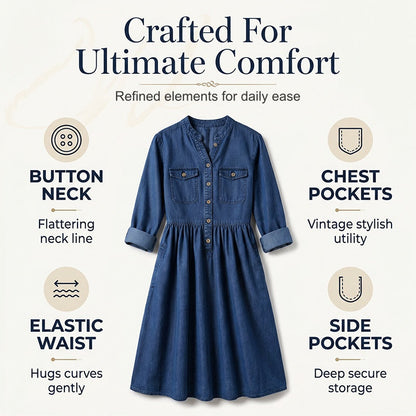 Robe longue en jean à boutons pour femmes, grande taille