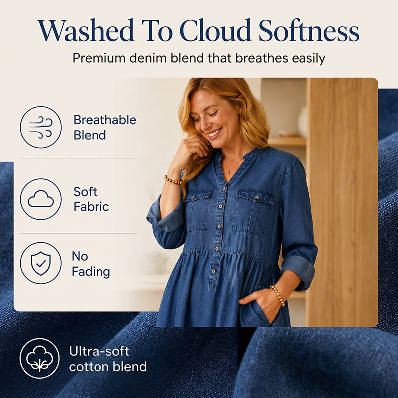 Robe longue en jean à boutons pour femmes, grande taille