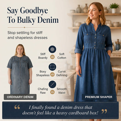 Robe longue en jean à boutons pour femmes, grande taille