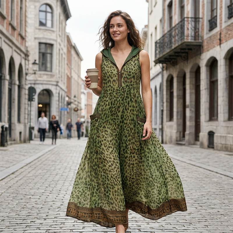 👗 50% DE RÉDUCTION 🐆 Robe maxi léopard d’été pour femme  – parfaite pour la plage, les vacances ou une soirée audacieuse ✨🌿