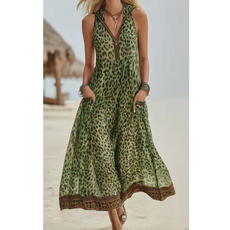 👗 50% DE RÉDUCTION 🐆 Robe maxi léopard d’été pour femme  – parfaite pour la plage, les vacances ou une soirée audacieuse ✨🌿