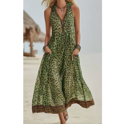 👗 50% DE RÉDUCTION 🐆 Robe maxi léopard d’été pour femme  – parfaite pour la plage, les vacances ou une soirée audacieuse ✨🌿