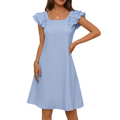 Robe pour femme à manches à volants et nœud dans le dos