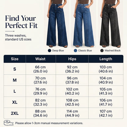 👖Jean femme taille haute à jambes larges – Coupe vintage flatteuse en denim ✨