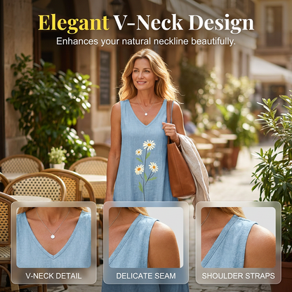 Robe d'été sans manches à imprimé marguerite pour femme