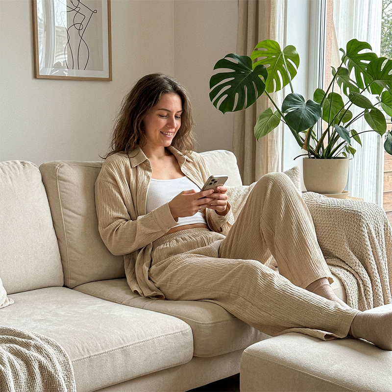 ☀️ Ensemble femme composé d'un haut décontracté et d'un pantalon à jambes larges – Tissu léger et coupe ample – Un confort sans pareil, idéal pour les journées d'été ou pour se détendre 🌸✨