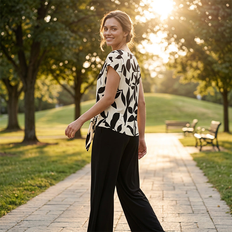 Ensemble deux pièces élégant à motifs pour femme