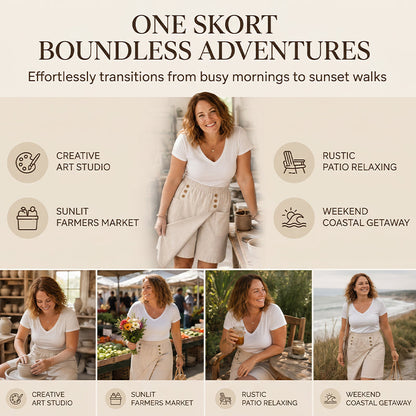 🩳 50% DE RÉDUCTION 🌸 Short asymétrique croisé pour femme, arrivant aux genoux – Tissu fluide, coupe originale & poches pratiques  ✨☀️
