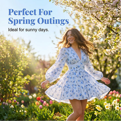 🎉Offre à durée limitée ! 🎉Robe d'été romantique pour femme🌸 | Imprimé floral et manches lanterne | Mise en valeur de la silhouette et confortable🎀💃