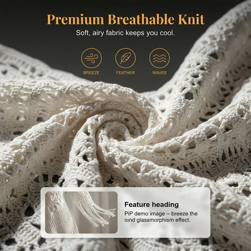 🔥 Dernier jour ! 50 % de réduction sur le paréo de plage bohème pour femme, en crochet, avec des pompons 🌴 Paréo de plage romantique pour les vacances et la piscine
