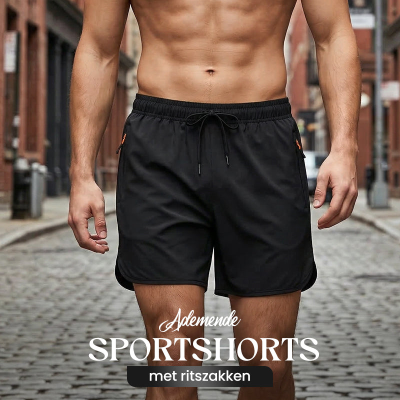 🏃  Short de sport respirant - poches zippées, taille élastiquée et séchage rapide