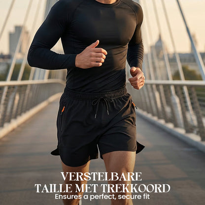 🏃  Short de sport respirant - poches zippées, taille élastiquée et séchage rapide
