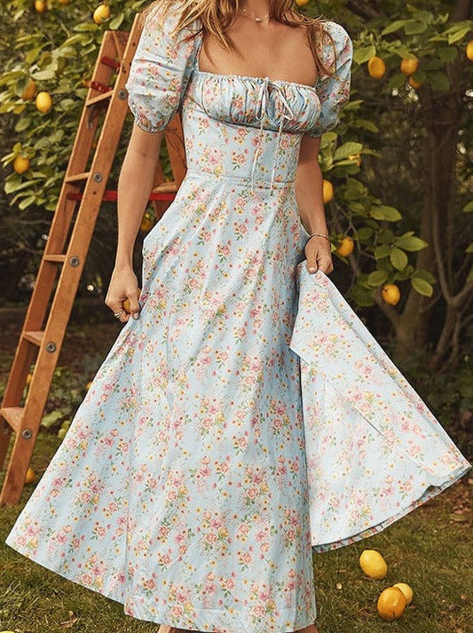 Best-seller 💃 Robe à encolure carrée, manches bouffantes et imprimé floral
