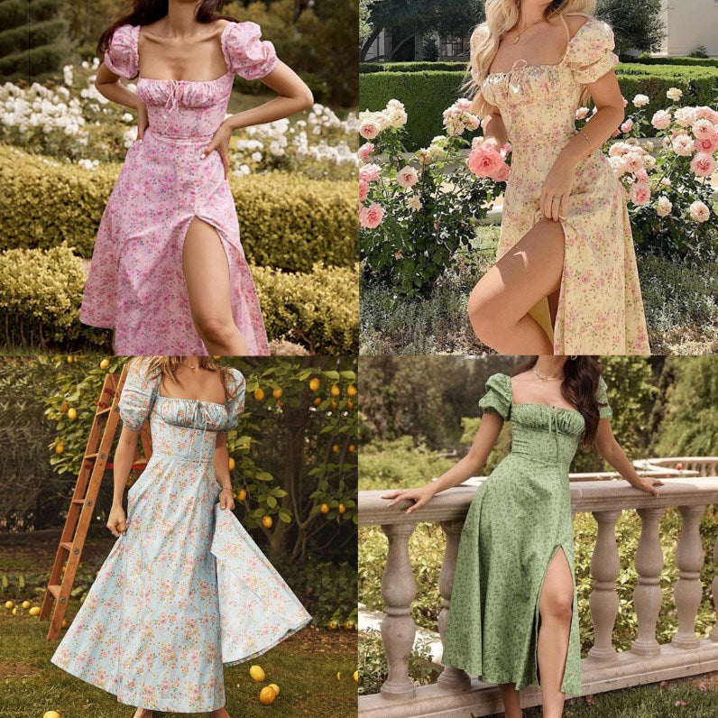 Best-seller 💃 Robe à encolure carrée, manches bouffantes et imprimé floral