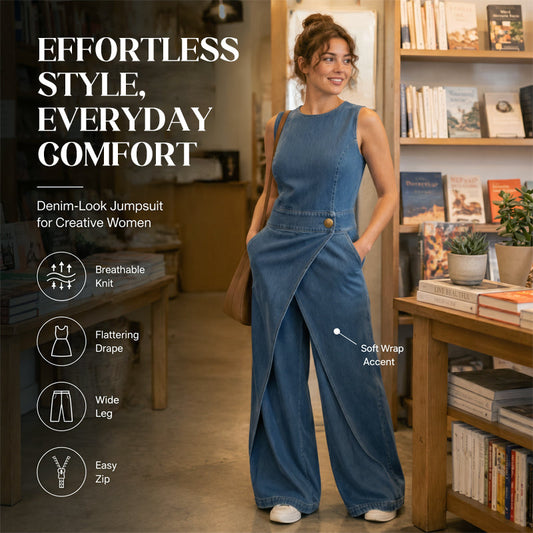Combinaison en jean asymétrique à nouer, sans manches, pour femme