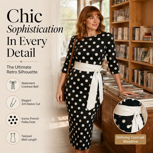 Robe rétro élégante à pois pour femme