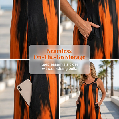 ⏳50 % de réduction pour une durée limitée⏰Robe longue imprimée sans manches pour femme♨️👗